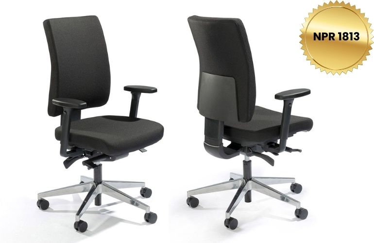 Certification NPR 1813 Flexaro Custom NPR chaise de bureau Image du certificat NPR 1813 pour la chaise de bureau ergonomique Flexaro Custom NPR, testée et approuvée par TÜV