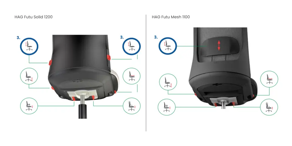 Adjusting the height of the HÅG Futu lumbar support on the backrest